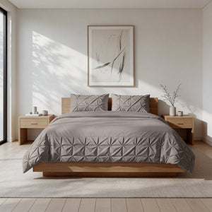 Bettbezug - Border Pintuck Taupe/Grau