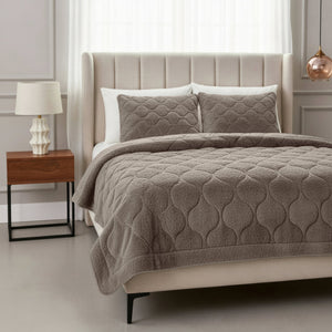 Bettdecke Ohne Bezug - Lazy Bettdecke Teddy Taupe/Grau Mit Kissenbezügen