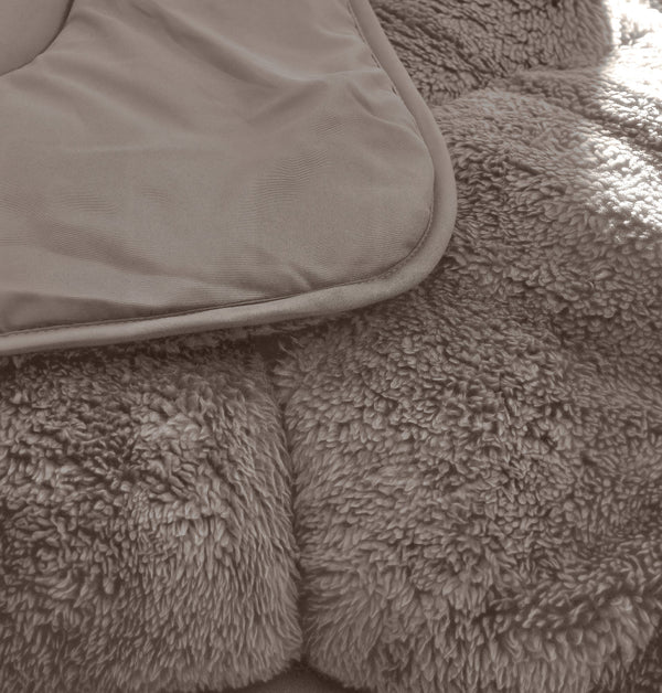 Bettdecke Ohne Bezug - Lazy Bettdecke Teddy Taupe/Grau Mit Kissenbezügen