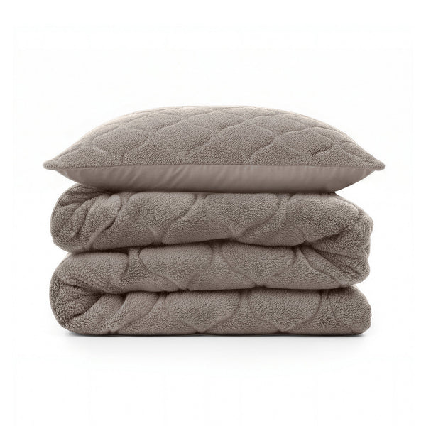 Bettdecke Ohne Bezug - Lazy Bettdecke Teddy Taupe/Grau Mit Kissenbezügen