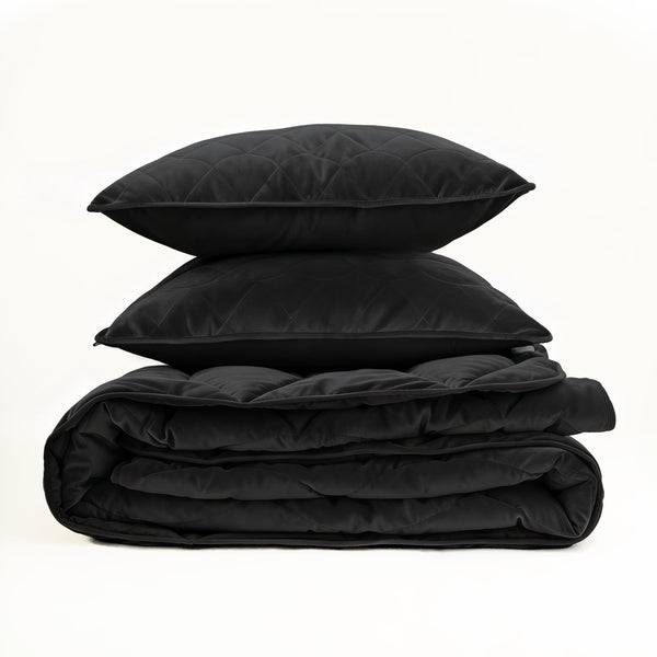 Bettdecke Ohne Bezug - Lazy Bettdecke Velvet Schwarz Mit Kissenbezügen