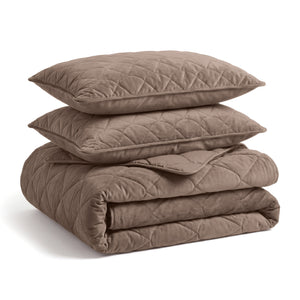 Bettdecke Ohne Bezug - Lazy Bettdecke Velvet Taupe/Braun Mit Kissenbezügen