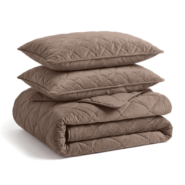 Bettdecke Ohne Bezug - Lazy Bettdecke Velvet Taupe/Braun Mit Kissenbezügen