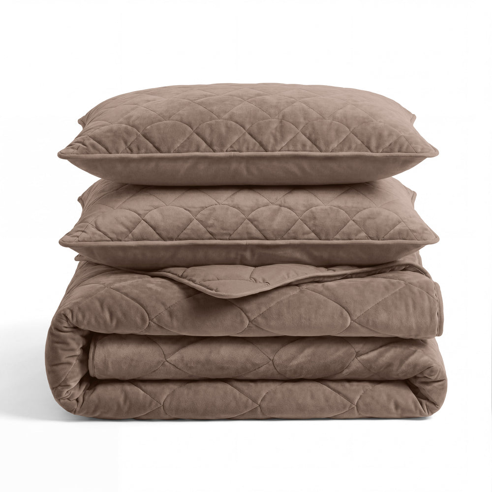 Bettdecke Ohne Bezug - Lazy Bettdecke Velvet Taupe/Braun Mit Kissenbezügen