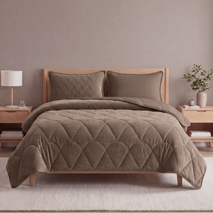 Bettdecke Ohne Bezug - Lazy Bettdecke Velvet Taupe/Braun Mit Kissenbezügen