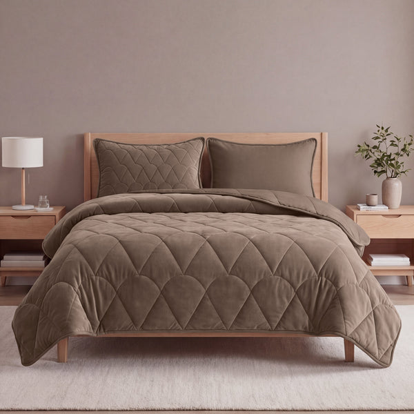Bettdecke Ohne Bezug - Lazy Bettdecke Velvet Taupe/Braun Mit Kissenbezügen