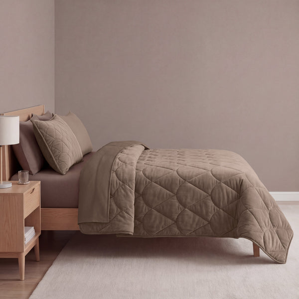 Bettdecke Ohne Bezug - Lazy Bettdecke Velvet Taupe/Braun Mit Kissenbezügen