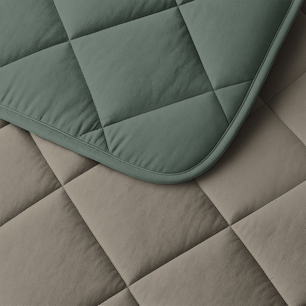 Bettdecke Ohne Bezug - Lazy Bettdecke Uni Grün/Taupe Grau Mit Kissenbezügen