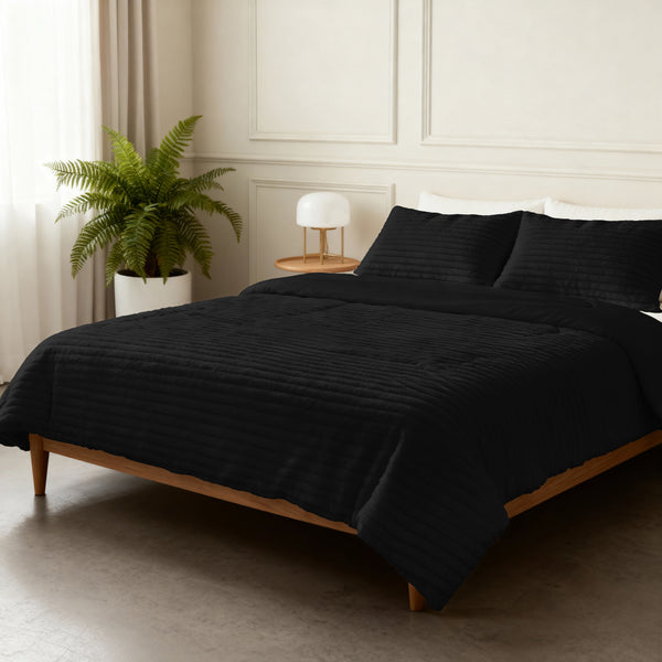 Bettdecke Ohne Bezug - Lazy Bettdecke Rib Premium Schwarz Mit Kissenbezügen