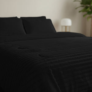 Bettdecke Ohne Bezug - Lazy Bettdecke Rib Premium Schwarz Mit Kissenbezügen