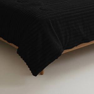 Bettdecke Ohne Bezug - Lazy Bettdecke Rib Premium Schwarz Mit Kissenbezügen