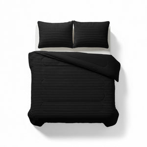 Bettdecke Ohne Bezug - Lazy Bettdecke Rib Premium Schwarz Mit Kissenbezügen