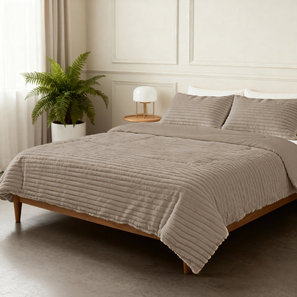 Bettdecke Ohne Bezug - Lazy Bettdecke Rib Premium Taupe Mit Kissenbezügen