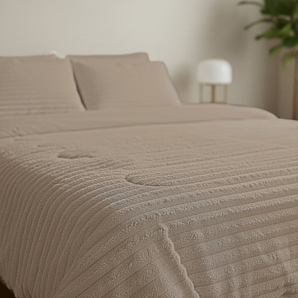 Bettdecke Ohne Bezug - Lazy Bettdecke Rib Premium Taupe Mit Kissenbezügen