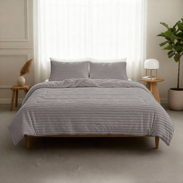 Bettdecke Ohne Bezug - Lazy Bettdecke Rib premium Taupe/Grau
