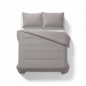 Bettdecke Ohne Bezug - Lazy Bettdecke Rib premium Taupe/Grau