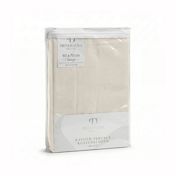 Lazy Kissenbezug Perkal 2er-Pack Beige 60 x 70
