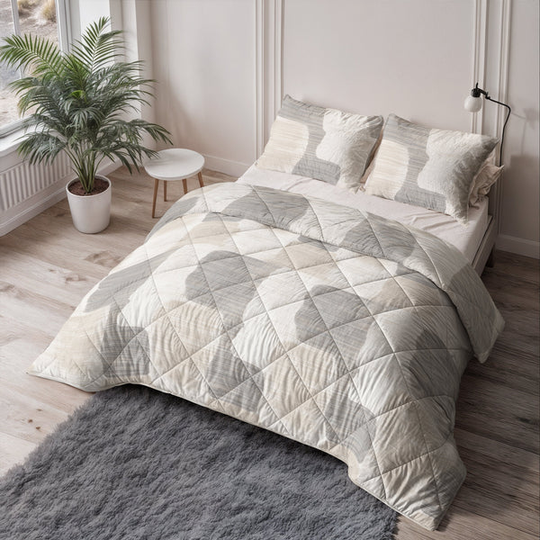 Bettdecke Ohne Bezug - Checkered Beige/Grau (100% Baumwolle)