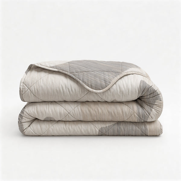 Bettdecke Ohne Bezug - Checkered Beige/Grau (100% Baumwolle)