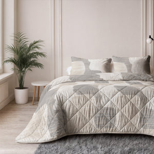 Checkered 2pack Bezüge Beige/Grau 60 x 70