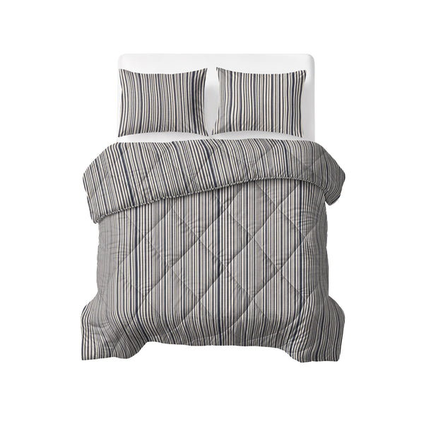 Bettdecke Ohne Bezug - Stripy Beige/Blau (100% Baumwolle)