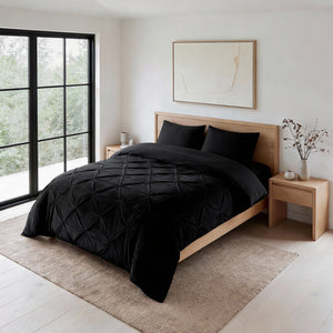 Bettdecke Ohne Bezug - Easy Velvet Pintuck Schwarz