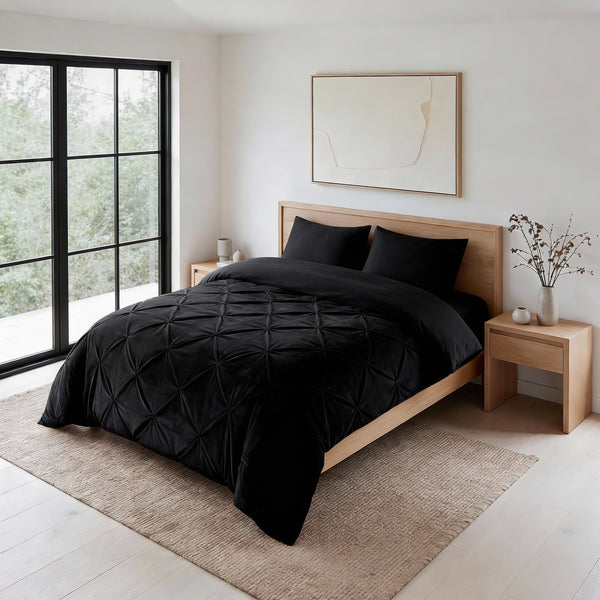 Bettdecke Ohne Bezug - Easy Velvet Pintuck Schwarz