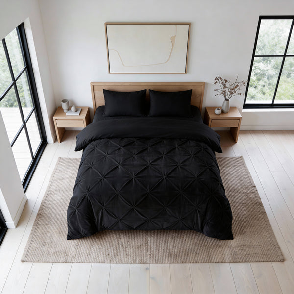 Bettdecke Ohne Bezug - Easy Velvet Pintuck Schwarz