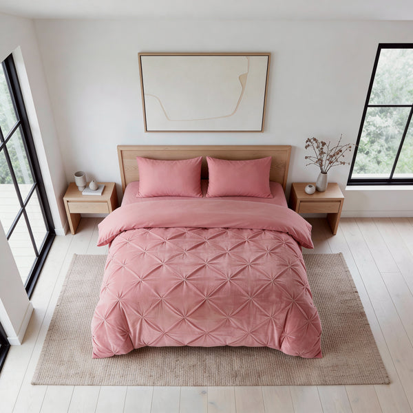 Bettdecke Ohne Bezug - Easy Velvet Pintuck Rosa