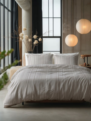 Bettbezug - Pinstripe Taupe 100% Baumwolle