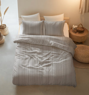 Bettbezug - Pinstripe Taupe 100% Baumwolle