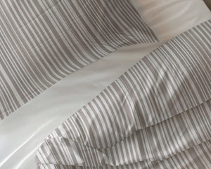 Bettbezug - Pinstripe Taupe 100% Baumwolle