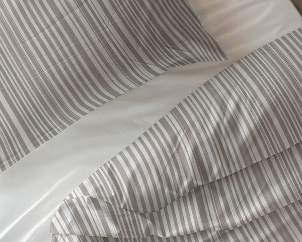 Bettbezug - Pinstripe Taupe 100% Baumwolle