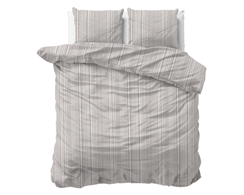 Bettbezug - Pinstripe Taupe 100% Baumwolle