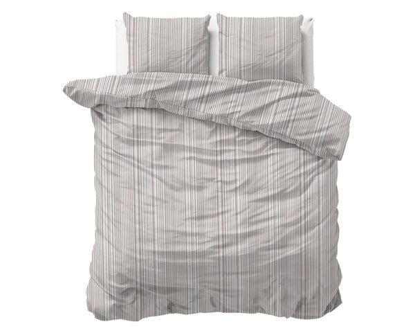 Bettbezug - Pinstripe Taupe 100% Baumwolle