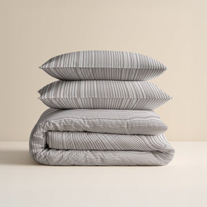 Bettbezug - Pinstripe Taupe 100% Baumwolle