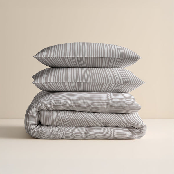 Bettbezug - Pinstripe Taupe 100% Baumwolle