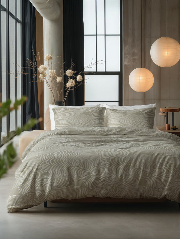 Bettbezug - Ripple Taupe 100% Baumwolle
