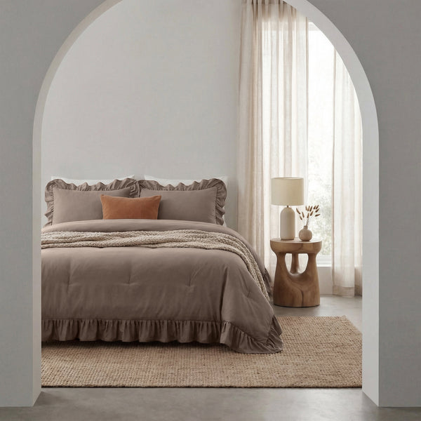 Bettdecke Ohne Bezug - Easy Bettdecke Ruffles Taupe