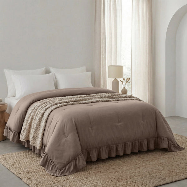 Bettdecke Ohne Bezug - Easy Bettdecke Ruffles Taupe