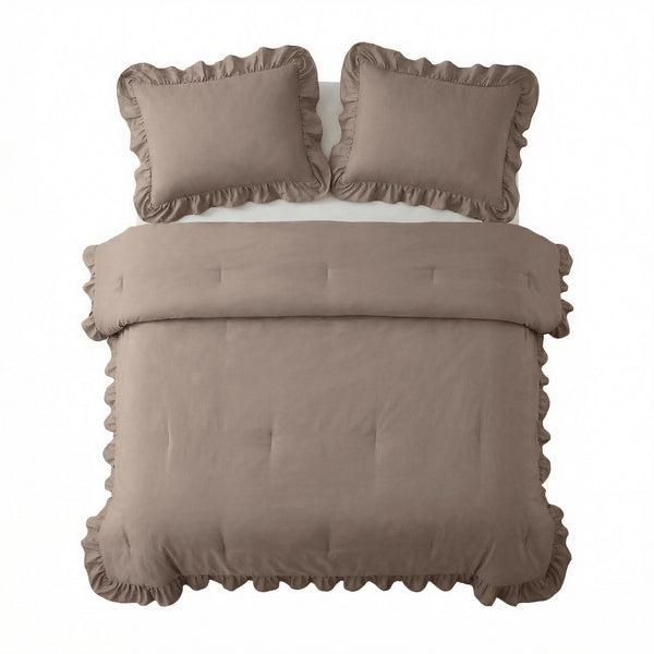Bettdecke Ohne Bezug - Easy Bettdecke Ruffles Taupe