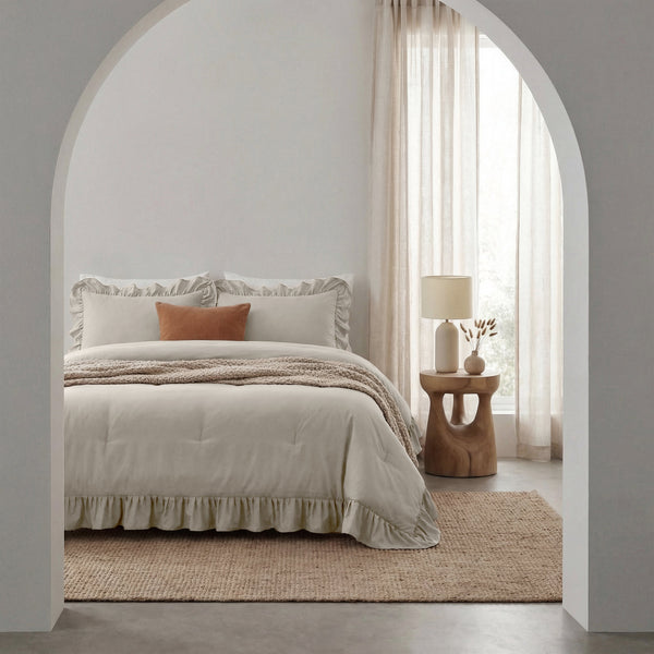 Bettdecke Ohne Bezug - Easy Bettdecke Ruffles Taupe/Grau