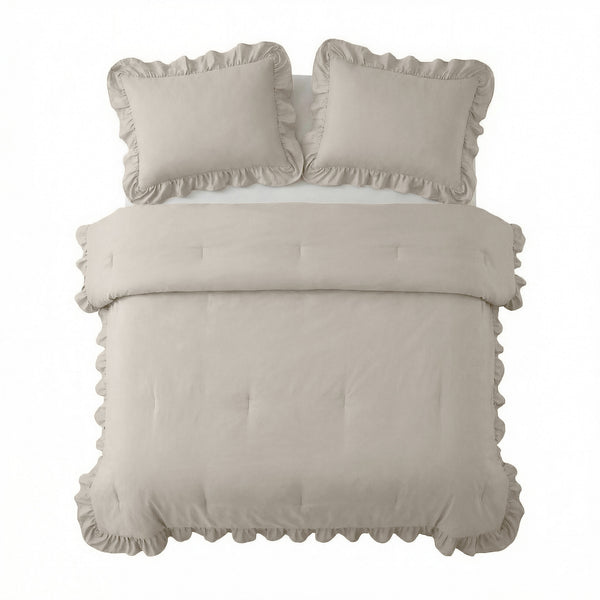 Bettdecke Ohne Bezug - Easy Bettdecke Ruffles Taupe/Grau