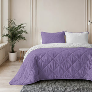 Lazy Bettdecke Uni Beige – Lavendel mit Kissenbezügen