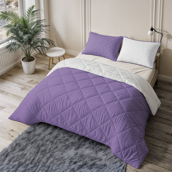 Lazy Bettdecke Uni Beige – Lavendel mit Kissenbezügen