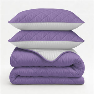 Lazy Bettdecke Uni Beige – Lavendel mit Kissenbezügen