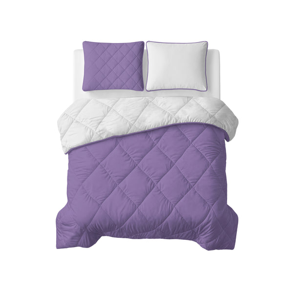 Lazy Bettdecke Uni Beige – Lavendel mit Kissenbezügen