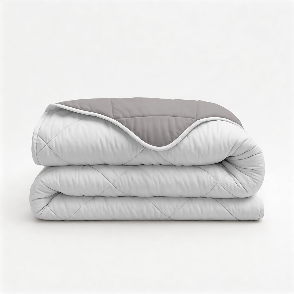 Lazy Bettdecke Uni Beige – Taupe/Grau mit Kissenbezügen
