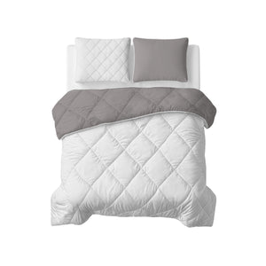 Lazy Bettdecke Uni Beige – Taupe/Grau mit Kissenbezügen