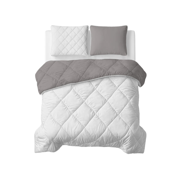 Lazy Bettdecke Uni Beige – Taupe/Grau mit Kissenbezügen